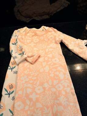 Mac & Moon 100% Organic Cotton Floral Tie Bottom Baby Sleep Gowns Set of 2